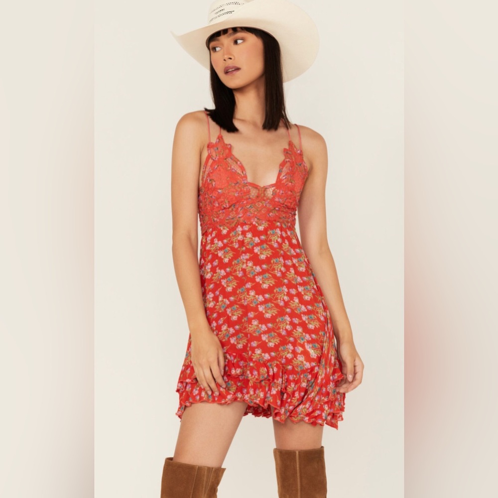 Free People Red Floral Dress